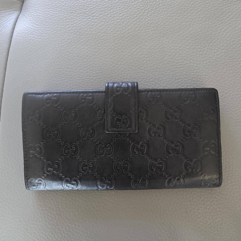 GUCCI Black Guccissima Leather Continental Wallet/Crossbody..EUC. - Picture 3 of 9